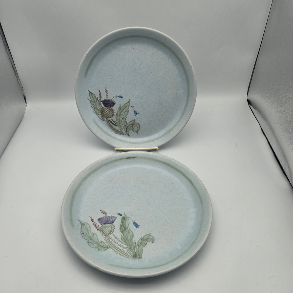 Buchan Portobello Scotland Thistle Stoneware Dinner Plates Set of 2 Hand Painted